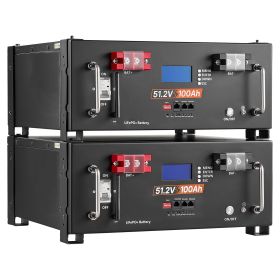 48V 100Ah LiFePO4 Lithium Battery, Built-in 100A BMS, 51.2V Server Rack LiFePO4 Battery with Bluetooth & Display, 5120Wh Capacity, 6000 Cycles