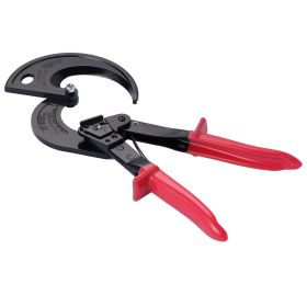 Ratcheting Cable Cutter, Spring Steel Blades with Insulated Handles, Quick-Release Button