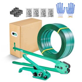 Banding Strapping Kit, Heavy Duty Banding Sealer Tool with 1500 ft PET Band, 450 Metal Seals, 150 Corner Protectors & Gloves