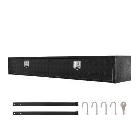 Truck Tool Box, 88 x 16 x 13 Inch, Black Aluminum Tread Topsider Toolbox with Dual Drop Doors