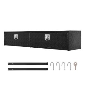 Truck Tool Box, 72 x 13 x 16 Inch, Black Aluminum Tread Topsider Toolbox with Dual Drop Doors
