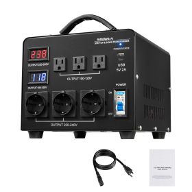 Voltage Auto Converter Transformer, 5000VA, Heavy Duty Step Up/Down Power Transformer, 110V to 220V and 220V to 110V, with 3 US Outlets, 3 EU Out