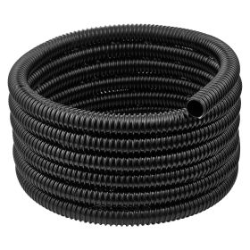 21 ft Corrugated Pond Tubing, 1 inch Inner Diameter, Flexible PVC Hose, Black Drain Pipe, Plastic Corrugated Water Tubing for Pond, Pump, Fountai