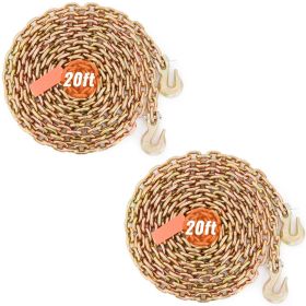 Transport Binder Chain, 4900lbs Working Load Limit, 5/16''x20' G80 Tow Chain Tie Down with Grab Hooks, DOT Certified