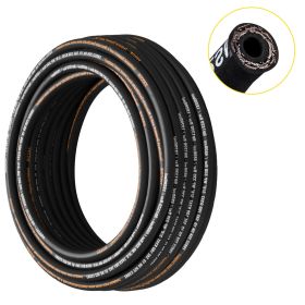 Hydraulic Hose 3/8 inch x 100 ft, Coiled Hydraulic Hose 4800 PSI, Rubber Hydraulic Hose with 2 High-Tensile Steel Wire Braid