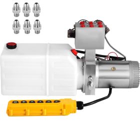 Hydraulic Pump, 6 Quart/1.5 Gal Double Acting Dump Trailer Pump DC 12V, 3200 PSI Max Relief Pressure