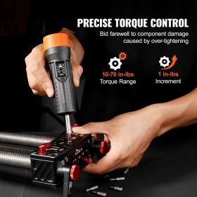 1/4" Drive Torque Screwdriver Wrench Set | 10-70 in-lbs Torque Adjustment Range | 1 in-lb Increment Torque Screwdriver | Driver Bits Set with Vie