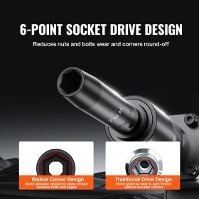 1/2" Drive Impact Socket Set, 13 Piece Deep Socket Set Metric 10-24mm, 6 Point CR-V Alloy Steel for Auto Repair, Easy-to-Read Size Markings