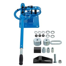 YP-9 Manual Bench Top Compact Bender Pipe Bending Machine 7 Dies 1-3inch Metal Fabrication Tube Rod Pipe Bender 44ft Mount Powdercoat Telescoping