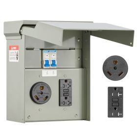 Temporary Power Outlet Panel, 20 30 Amp, RV EV Electrical Outlet Panel with NEMA 30 Amp GFCI 20 Amp Receptacle Installed