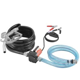 Fuel Transfer Pump, 12V DC 5.3 GPM 1/10 HP, Portable Electric Diesel Transfer Pump with Auto Shut-Off Fuel Nozzle
