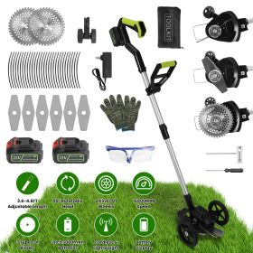 21V Electric Weed Edger Cordless String Trimmer Grass Mower Eater Bush Cutter with 16800RPM 2x 3000mAh Batteries 3.6-4.6FT Length 90° Rotatable A