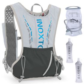 Sport Hydration Vest Running Backpack with 15oz 50oz Water Bladder Adjustable Strap Storage Bag for Trail Running Marathon Race Hiking (Option: WaterVestPackGrey)