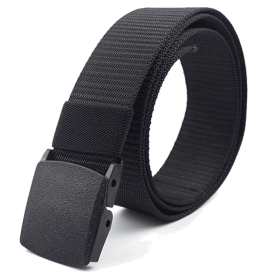 Adjustable Nylon Belt with Plastic Buckle (Color: BLACK)