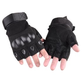 XG-TG2 Hard Knuckle Tactical Gloves (Half Finger) Military Style (Color: BLACK, size: large)